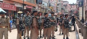Station House Officer Santosh Singh and Outpost In-charge Anuj Mani Tripathi, dedicated to public safety, conducted a foot patrol to ensure law and order and cracked down on encroachments.