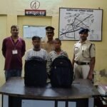 Two smugglers arrested with 18.90 liters of illicit Indian-made foreign liquor.