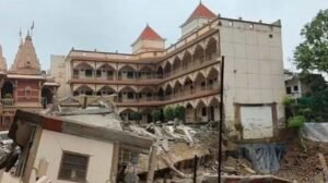 Major accident in Prayagraj: Three-storey section of Swaminarayan temple collapses into a pit; people narrowly escape.