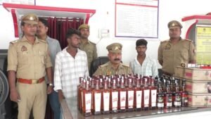 Swift action by Sigra Police: Two smugglers arrested with 75 liters of illicit Indian-Made Foreign Liquor (IMFL); major seizure made under the leadership of Station House Officer Shivakant Mishra.