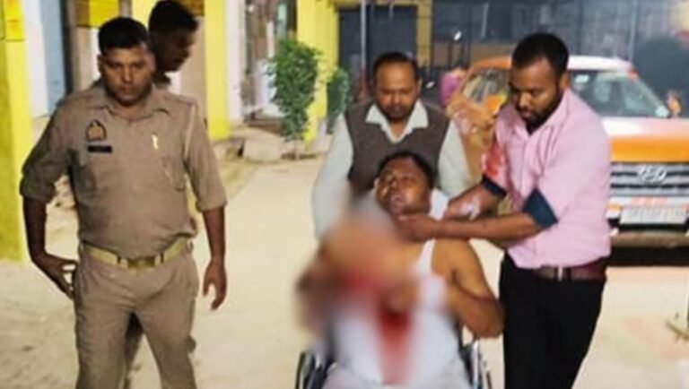 In Varanasi, a man was attacked on the neck with a sharp-edged weapon after assailants entered his home in the middle of the night; he required 20 stitches. A case has been registered against two suspects.