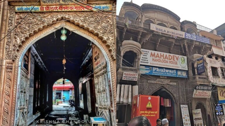 Encroachment takes its toll on the historic carvings of the Kashiraj Kali Temple! Yogi-ji, please take a look at this heritage site in Kashi—the temple entrance is overrun with signboards. Where are the Municipal Corporation and the officials responsible?