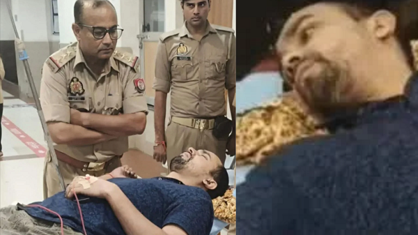 Gunshot fired during a dispute between a father and son in Varanasi; young man hit in the shoulder; police investigating.