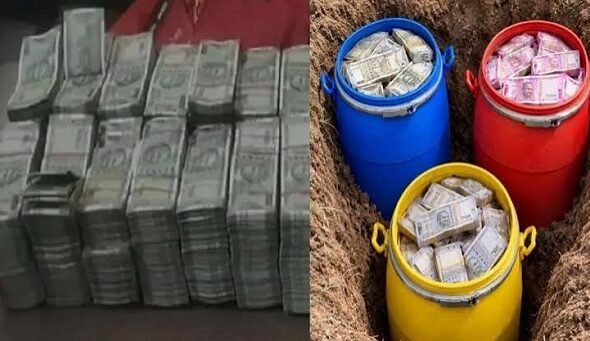 A treasure trove of currency notes discovered underground in Prayagraj; the recovery of crores of rupees hidden in drums has caused a stir in the area.