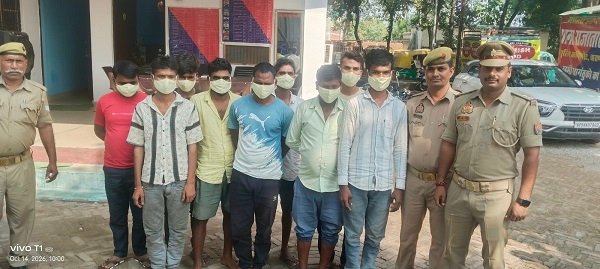 Rajatalab police crack down on gamblers; nine arrested.