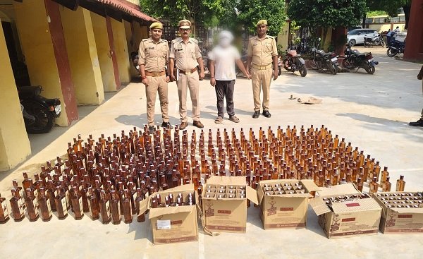 Liquor smuggling racket busted before shipment could reach Bihar; Saidpur police apprehend interstate smuggler; 252 liters of Indian-Made Foreign Liquor (IMFL) seized from a car.